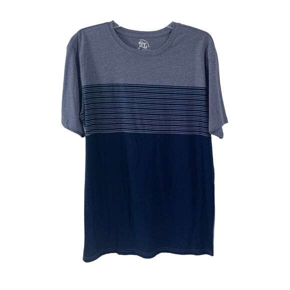 NWT Revolution Mens Sz Medium Gray And Blue Striped T Shirt Short Sleeve Soft - Picture 1 of 4